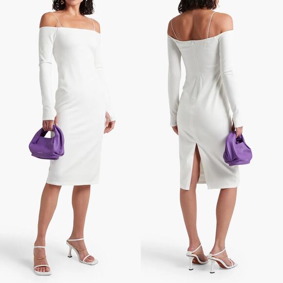 White Alice + Olivia Dorinda Off The Shoulder Midi Dress 2 - Picture 1 of 13